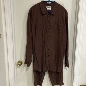 FLAX size Large Brown Pants & Shirt Set